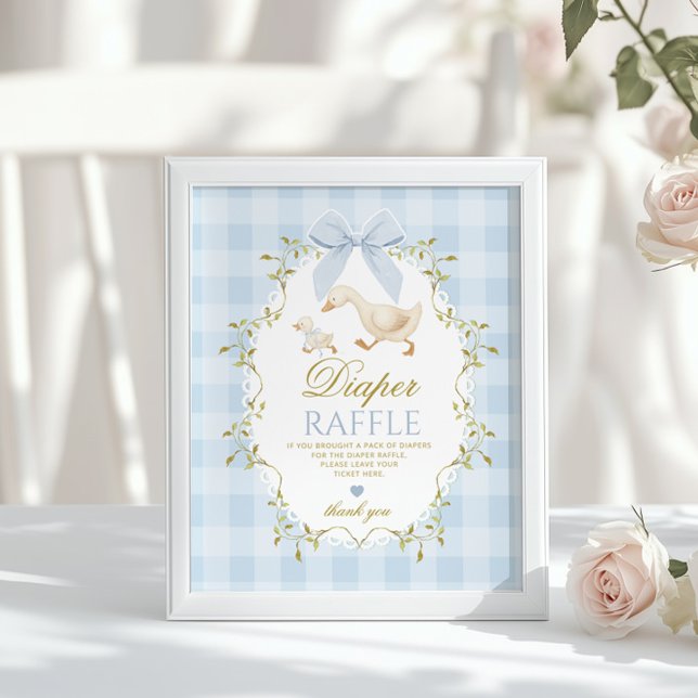 Poster Silly Goose Diaper Raffle Sage Green Whimsical (Criador carregado)