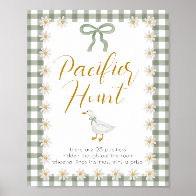 Poster Silly Goose Green Gingham Pacifier Hunt Game (Frente)