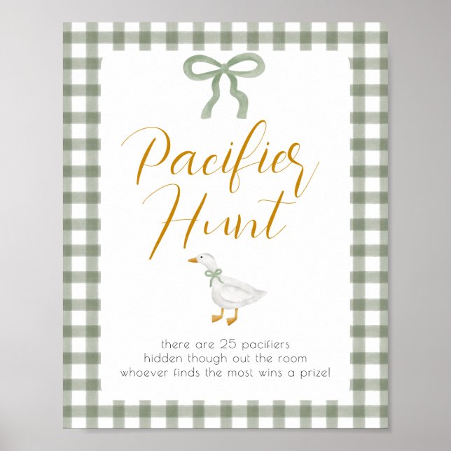 Poster Silly Goose Green Gingham Pacifier Hunt Game (Frente)