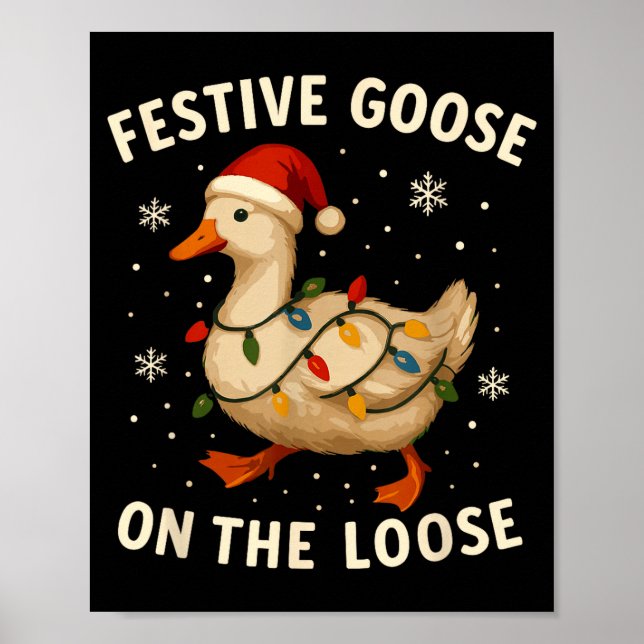 Poster Silly Goose Holiday Christmas Festive Goose On The (Frente)