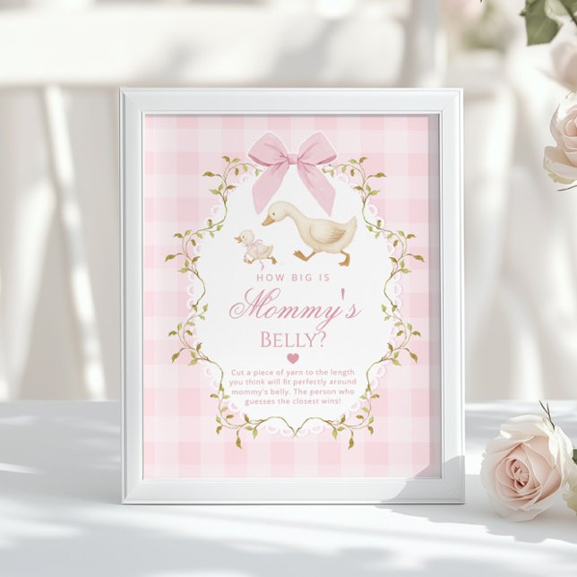Poster Silly Goose How big is mommys belly Pink Gingham (Criador carregado)