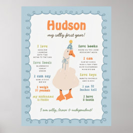 Poster Silly Goose Milestone Board, Printable One Silly 