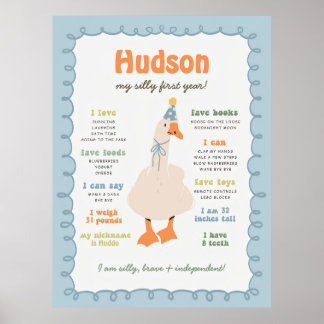 Poster Silly Goose Milestone Board, Printable One Silly