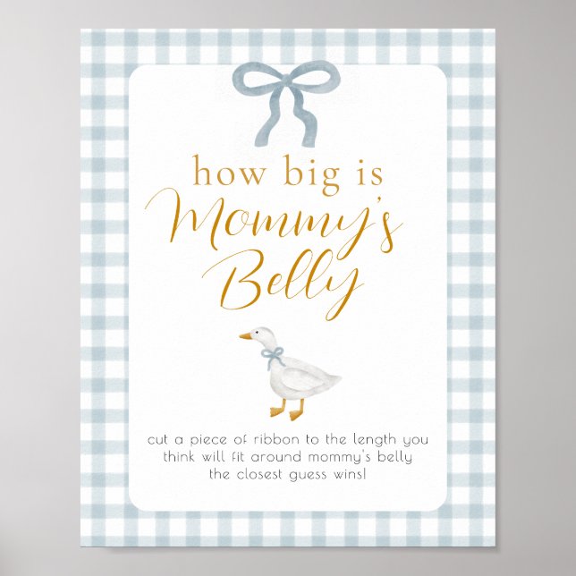 Poster Silly Goose Mommys Belly Baby Shower Game Sign (Frente)