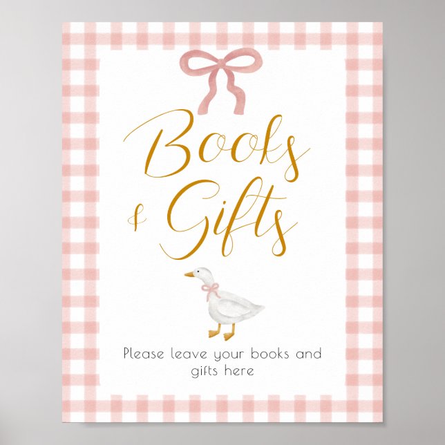 Poster Silly Goose Pink Gingham Baby Shower Gift Table (Frente)