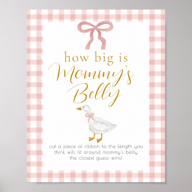 Poster Silly Goose Pink Gingham Belly Measure Game Sign (Frente)