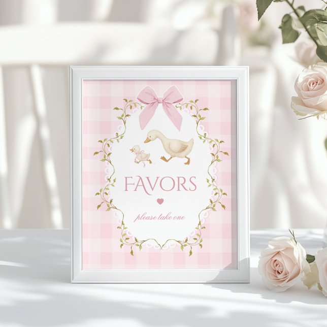 Poster Silly Goose Whimsical Favors Pink Gingham (Criador carregado)