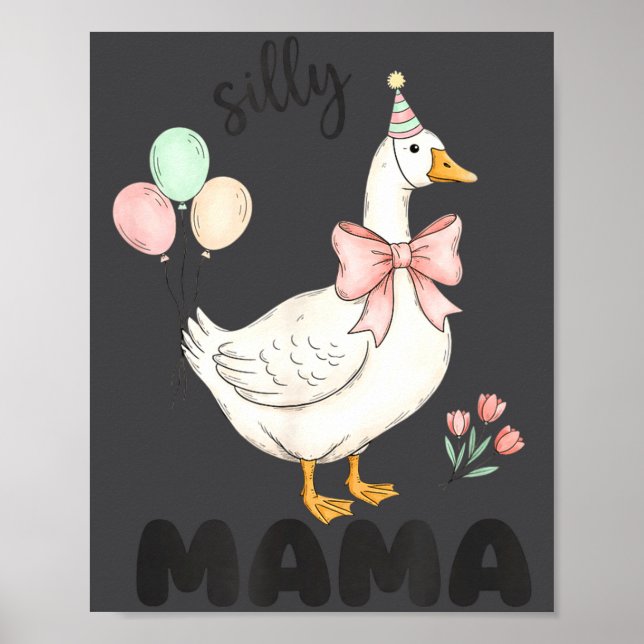 Poster Silly Mama Goose Mom Birthday Party Family Matchin (Frente)