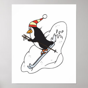 Pôster silly skiing penguin