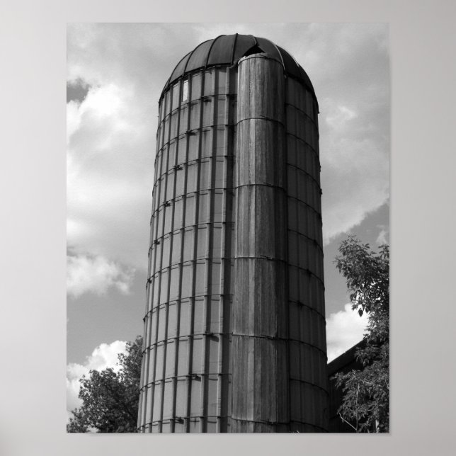 Pôster Silo do meio-oeste preto e branco (Frente)
