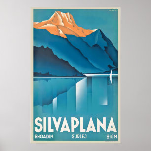 Poster Silvaplana Graubünden Suíça Viagens Antigas