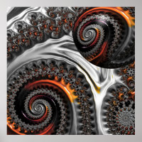 Silver and Orange Mandelbrot with Sphere