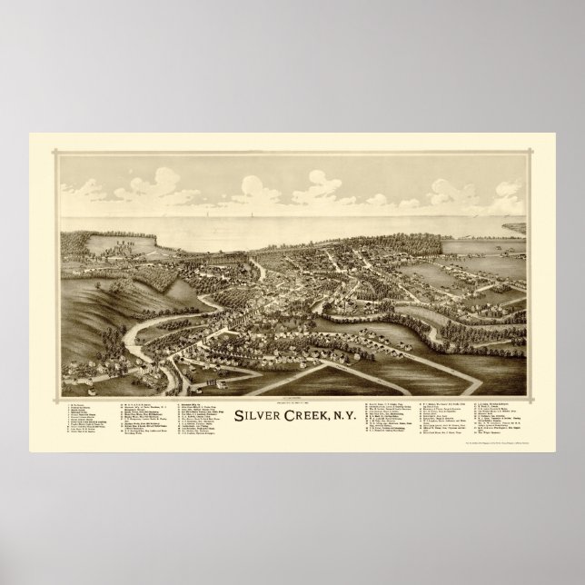 Pôster Silver Creek, Novo Mapa Panorâmico - 1892 (Frente)