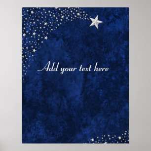 Poster Silver Falling Stars Azul