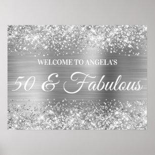 Poster Silver Glitter e Foil 50 & Fabuloso Boas-vindas