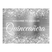 Silver Glitter e Foil Quinceanera Boas-vindas