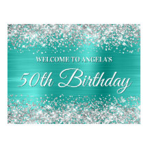 Silver Glitter e Turquesa Foil 50º Aniversário