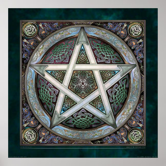 Poster Silver Knotwork Pentacle (22x22")