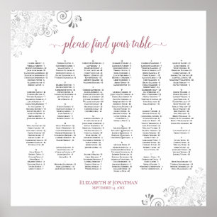 Poster Silver Lace Dusty Rose Alphabetical Seating Chart