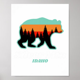 Poster Silver Mountain Idaho - Urso de Snowboard