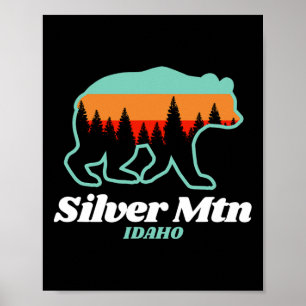 Poster Silver Mountain Idaho - Urso de Snowboard