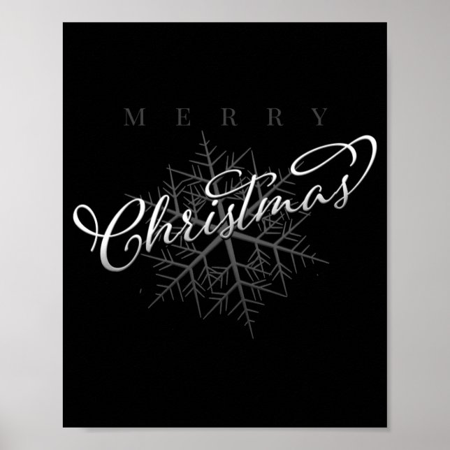 Poster Silver Snowflake Merry Christmas  (Frente)