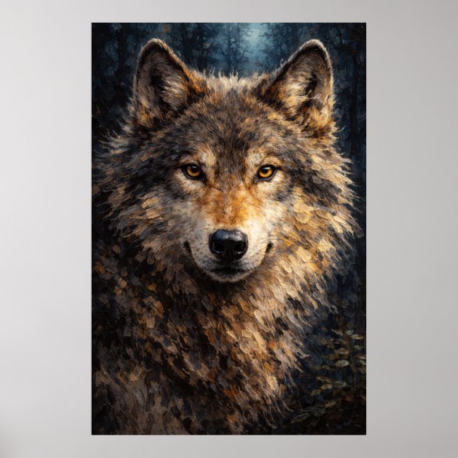 Poster Silver Timber | Arte de Vida Selvagem de Lobo | Po (Frente)
