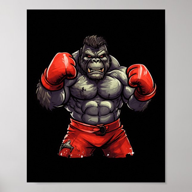 Poster Silverback Gorilla Gym Roupa Body Building Boxin (Frente)