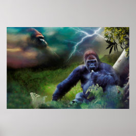 POSTER SILVERBACK GORILLA JUNGLE ENLIGHTENT