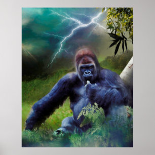 POSTER SILVERBACK GORILLA JUNGLE ENLIGHTENT
