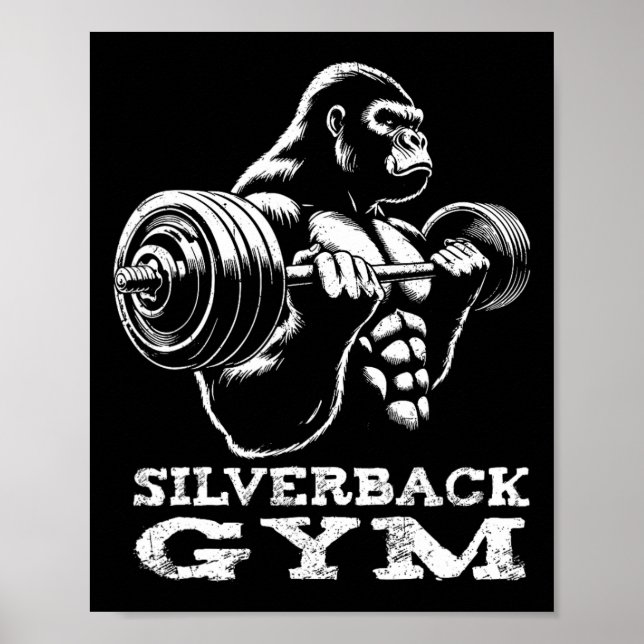 Poster Silverback Gym Gorilla Weighhing Workout Fitne (Frente)