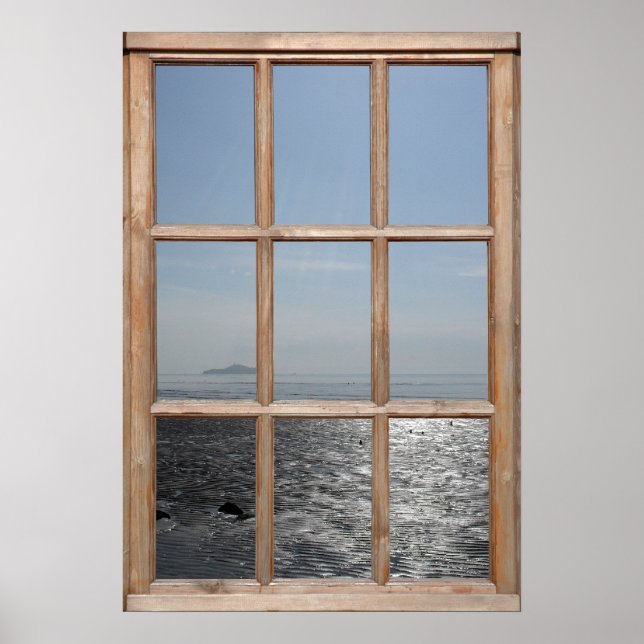 Pôster Silvery Beach View a partir de uma janela (Frente)