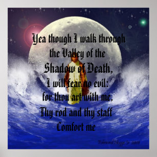 Pôster Sim do 23:4 do salmo embora eu ando através do