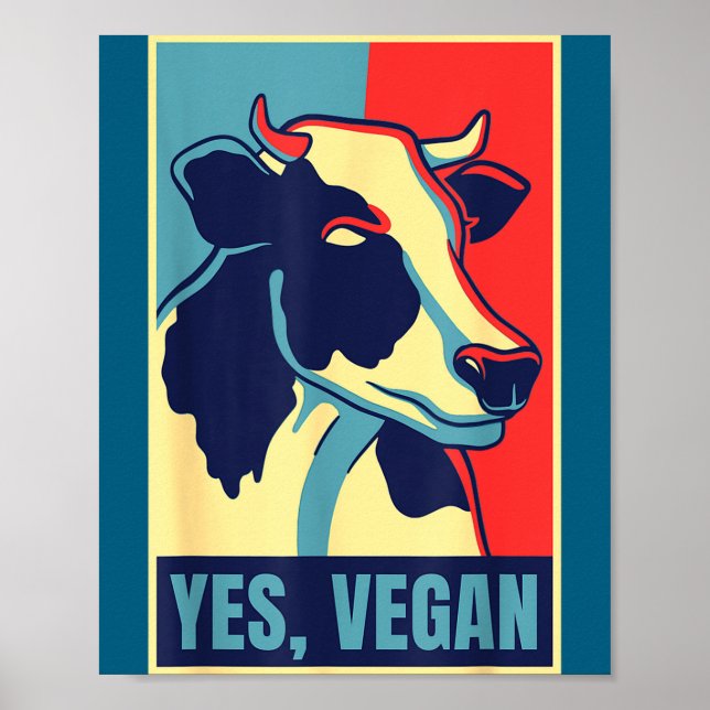 Poster Sim Vegano Vaca Obama Esperança Estilo Base Vegeta (Frente)
