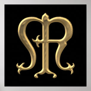 Poster Símbolo "3-D" dourado da Virgem Maria