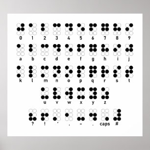 Poster Símbolo alfabético Braille de letras ocultas