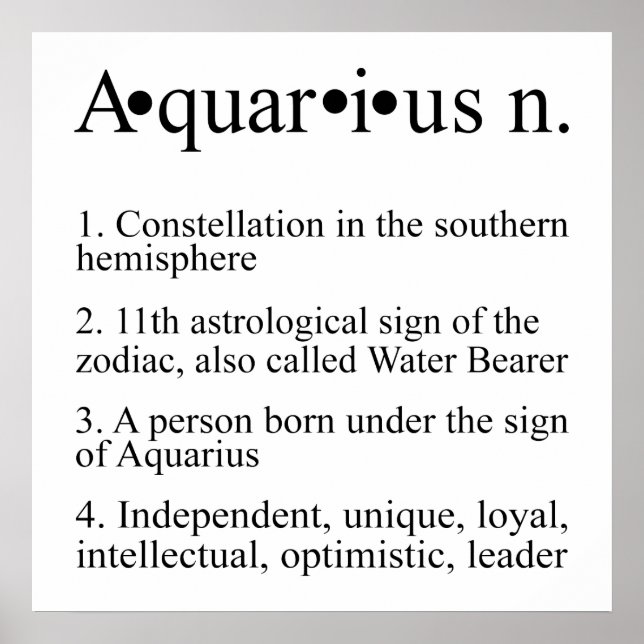 Poster Símbolo Aquarius Zodiac | Astrologia Horóscopo (Frente)