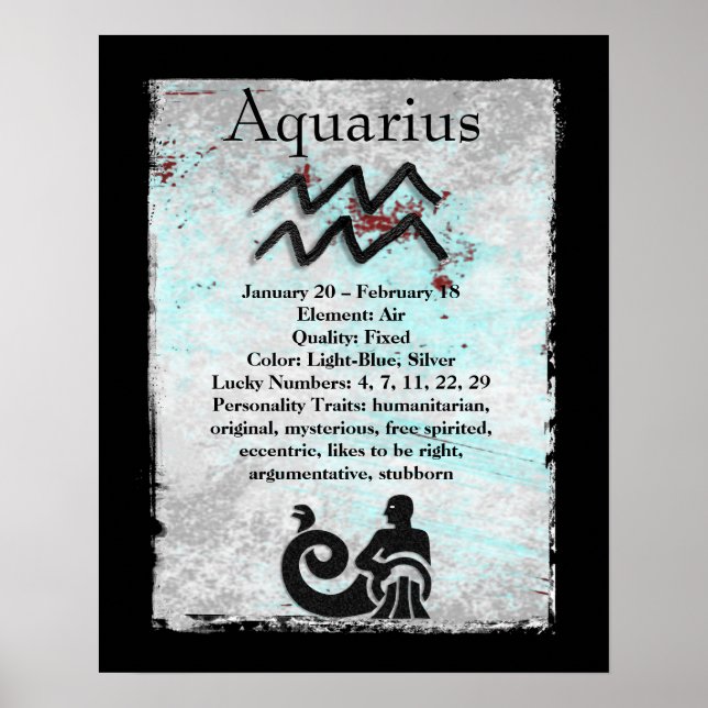 Poster Símbolo astrologico Aquário Horoscópio Zodiac Símb (Frente)