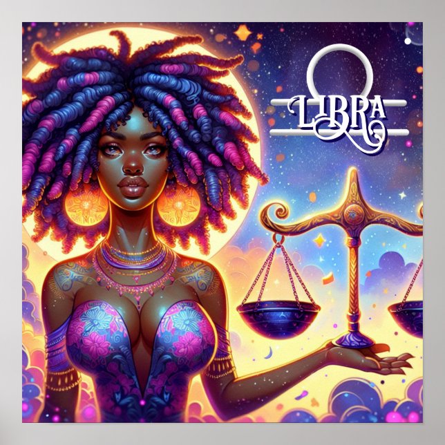 Poster Símbolo astrológico do horóscopo Libra Zodiac (Frente)