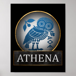 Poster Símbolo Athena Owl Da Deusa Grega Da Sabedoria A