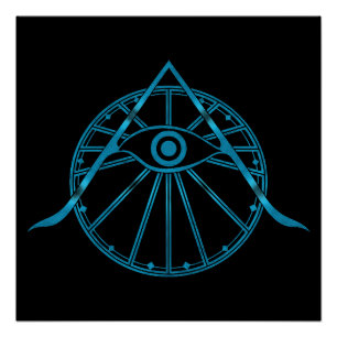 Pôster Símbolo "Awaken" All-Seeing Eye e Geometria Sagrad