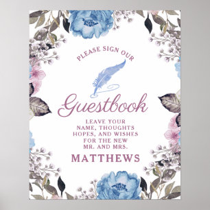 Poster Símbolo Azul e Rosa Parisiense Sinal de Guestbook