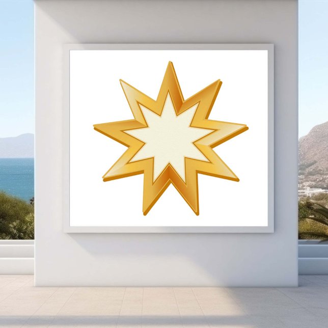 Pôster Símbolo Baha'i (Peace. Gold nine pointed star, symbol of the Baha’i faith. )