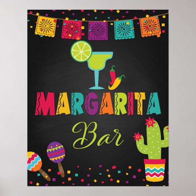 Poster Símbolo Bar Margarita - Fundo Negro (Frente)