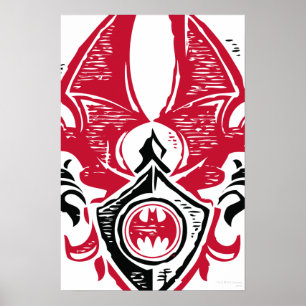 Poster Símbolo Batman Logotipo do Carimbo preto vermel