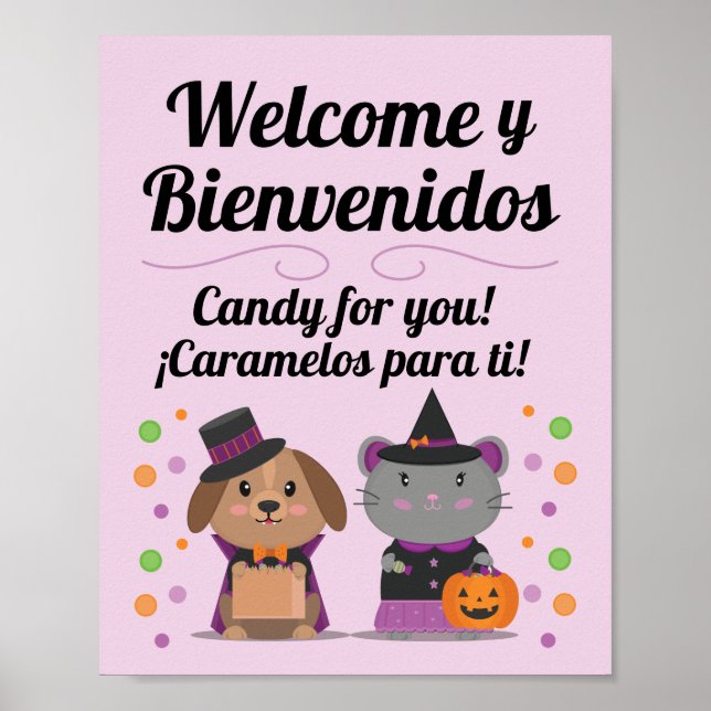 Poster Símbolo bilíngue-inglês do Halloween (Frente)
