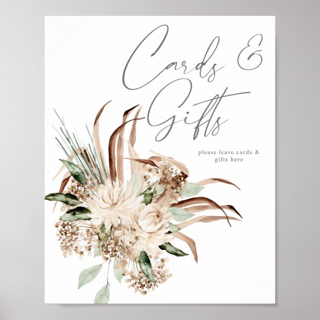 Poster Símbolo Boho Beige Floral Cards & Gifts (Frente)