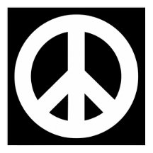 Símbolo branco de paz em preto