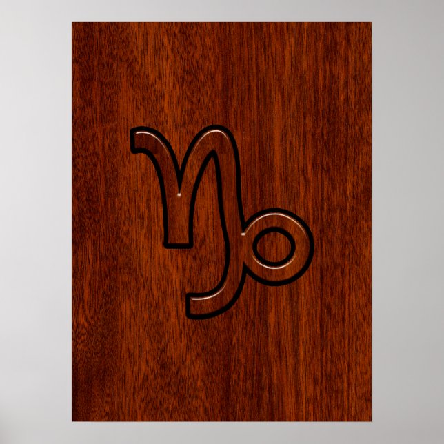 Pôster Símbolo Capricórnio Zodiac em Mahogany Brown (Frente)