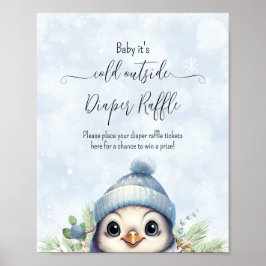 Poster Símbolo Chá de fraldas azul pinguim-cônico